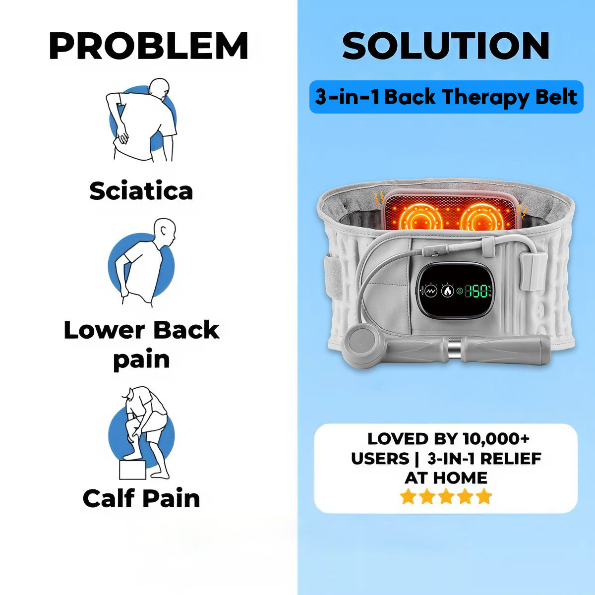 3-in-1 Back Therapy Belt - 15 Minutes a Day to a Pain-Free Life