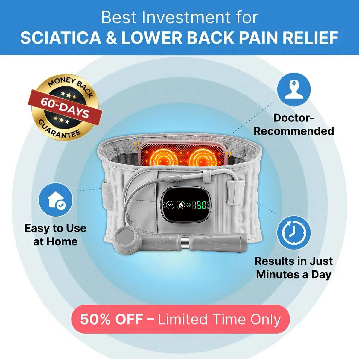 3-in-1 Back Therapy Belt - 15 Minutes a Day to a Pain-Free Life